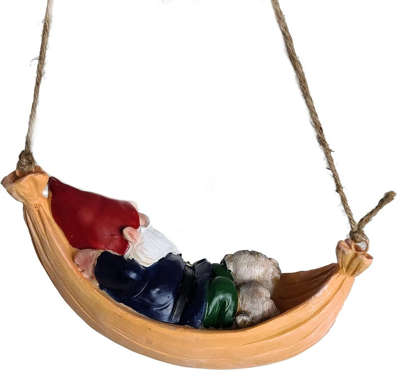 Funny Guy Mugs Hammock Gnome and Pug Statue - Indoor or Outdoor Garden Gnome Sculpture for Patio, Yard or Lawn - Image 5