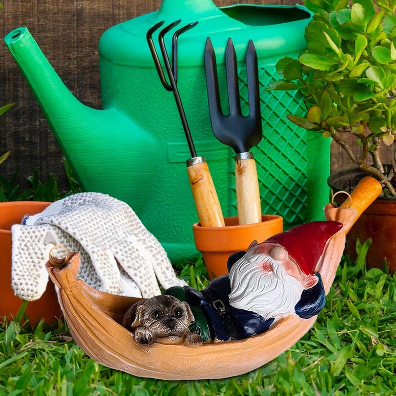 Funny Guy Mugs Hammock Gnome and Pug Statue - Indoor or Outdoor Garden Gnome Sculpture for Patio, Yard or Lawn - Image 2
