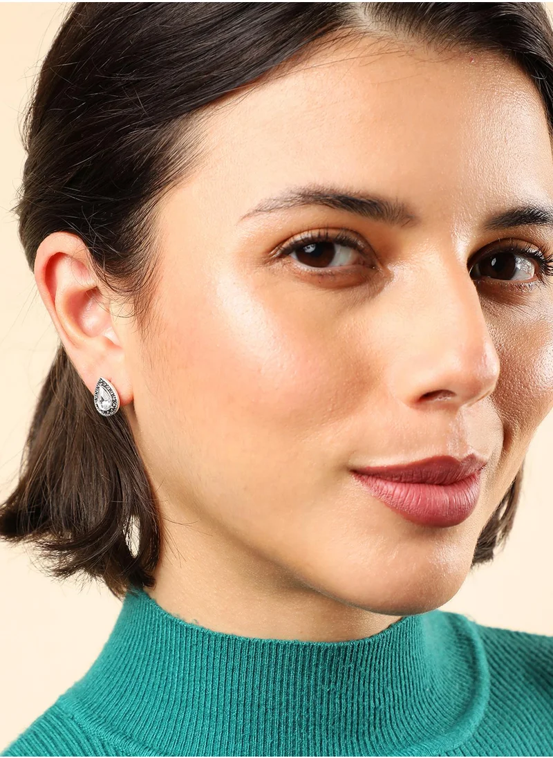 SOHI Set of 5 Black Contemporary Stud Earrings