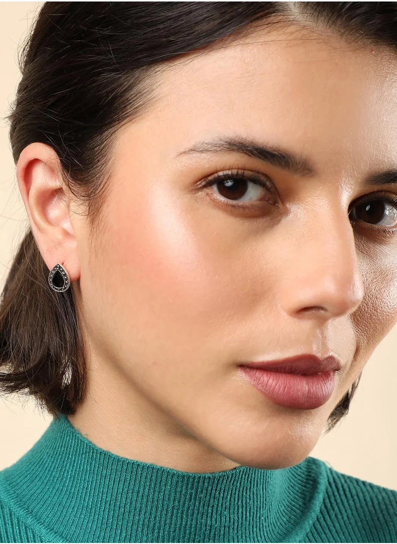 SOHI Set of 5 Black Contemporary Stud Earrings