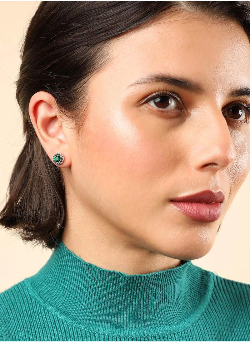 SOHI Set of 5 Black Contemporary Stud Earrings