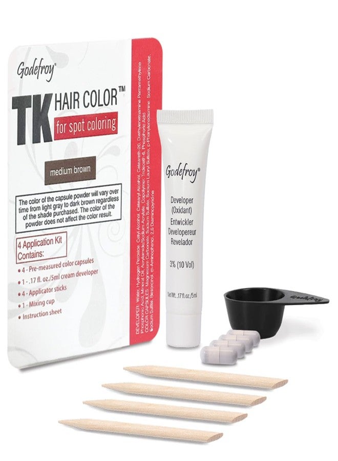 Godefroy Hair Color Kit for Spot Coloring Great For Small Areas Covers Up Gray Hairs Assorted Colors Available 4 Applicaion Kit, Medium Brown, 1 Count - Image 1