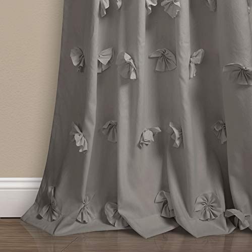 Lush Decor Riley Window Curtain Panel - Charming Handmade Bow Details - Elegant Light Filtering Single Curtain for Living Room, Dining Room, or Bedroom - 54" W x 84" L, Gray - Image 4