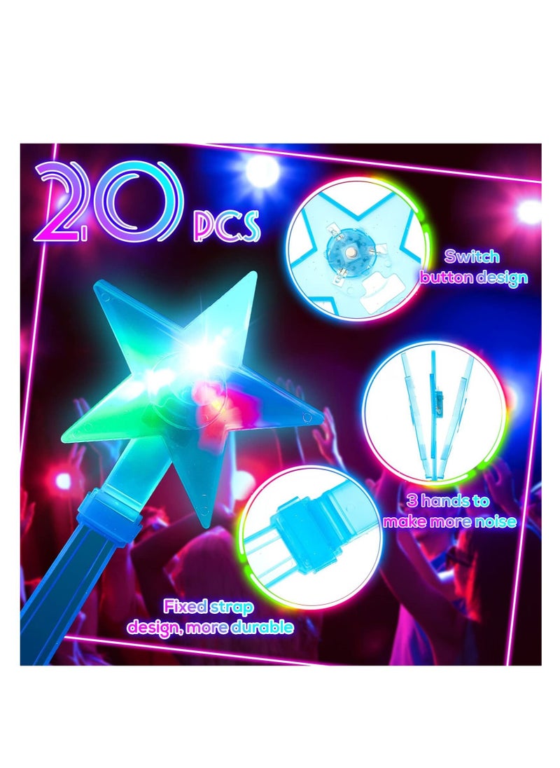 Y&D - LED Star Hand Clapper, 20 Pcs 10.6 Inch Light up Shape Clappers Noise Makers, Suitable for Sporting Events, Birthday, Carnival, Concerts, Game, Graduation(Random Color) - Image 1