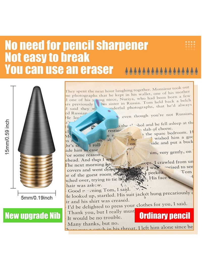 SOLARAE 24 Pieces Everlasting Pencil with Replaceable Graphite Nibs - Infinite Inkless Writing Pens with Metal Design, Eternal Replacement Heads for Endless Writing Experience. - Image 3