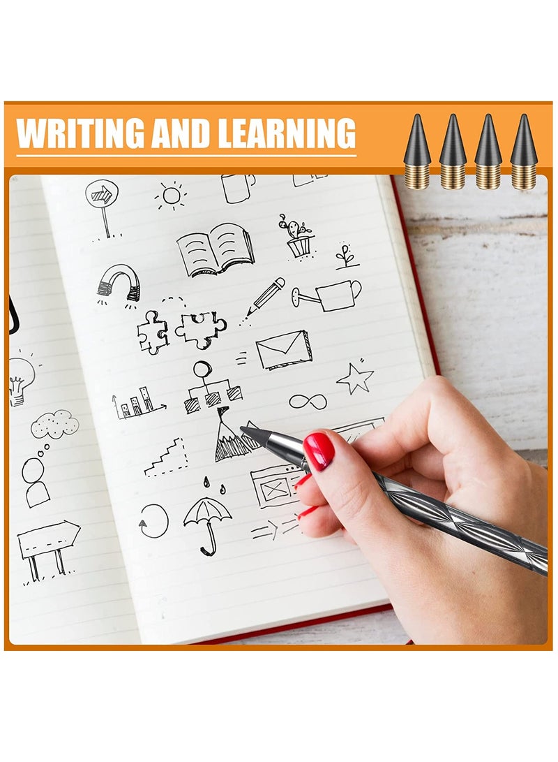 SOLARAE 24 Pieces Everlasting Pencil with Replaceable Graphite Nibs - Infinite Inkless Writing Pens with Metal Design, Eternal Replacement Heads for Endless Writing Experience. - Image 5