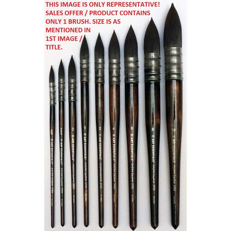 Art Essentials Kazan Synthetic Squirrel Hair Brush for Watercolour, Gouache & Ink - Series 2703 - Quill Mounted Mop - Short Handle - Size: 10/0, with Maximum Colour Holding Capacity & Point Retention - Image 5