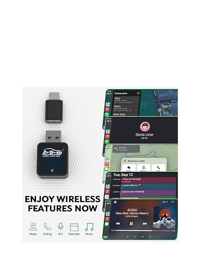 Generic - Upgraded Mini Wireless CarPlay Adapter, Wired to Wireless Bluetooth 5.2 Auto-Connect Plug & Play Dongle for iPhone, Compatible with OEM Wired CarPlay Car Systems (CA-CP-MINI) - Image 1