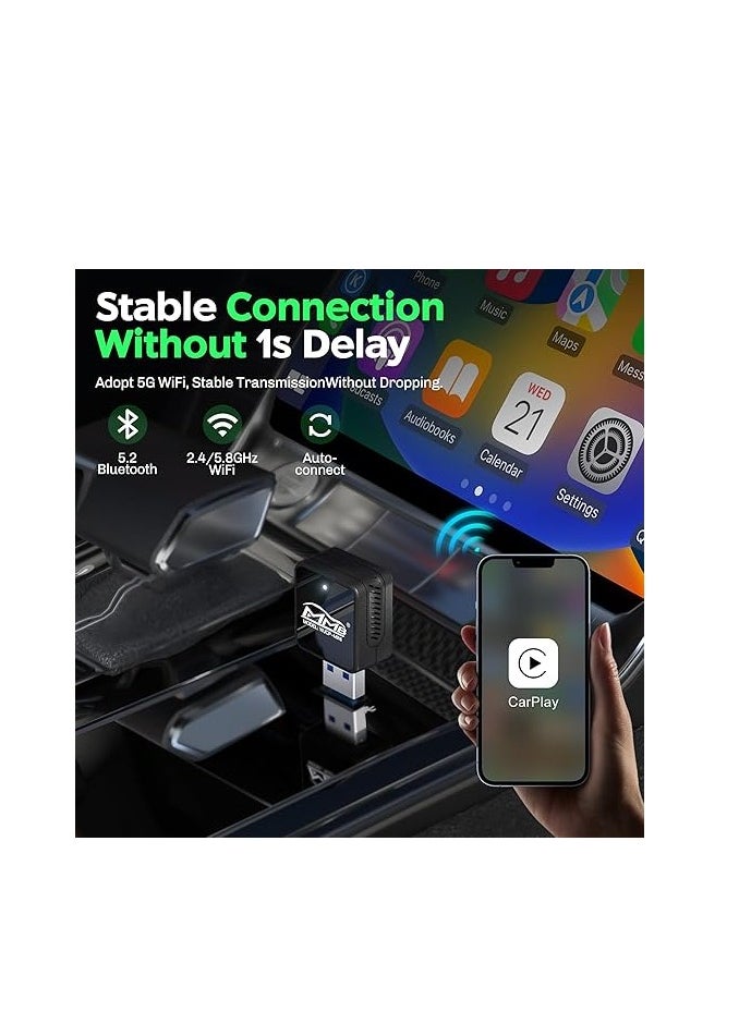 Generic - Upgraded Mini Wireless CarPlay Adapter, Wired to Wireless Bluetooth 5.2 Auto-Connect Plug & Play Dongle for iPhone, Compatible with OEM Wired CarPlay Car Systems (CA-CP-MINI) - Image 1