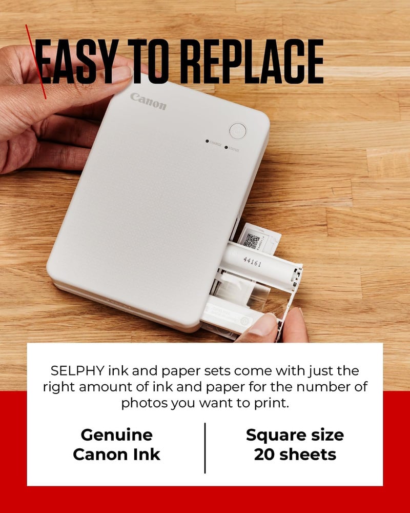 كانون مجموعة حبر/ملصقات ملونة XS-20L (20 ورقة) متوافقة مع طابعة سيلفي سكوير، إصدار المملكة العربية السعودية مع دعم ضمان المملكة العربية السعودية - Image 5