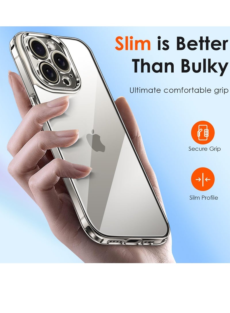 ELTRAZONE Clear Case Compatible with Phone 15 Pro 6.1" [Long Lasting Clarity] [Military Grade Drop Protection], 1 Phone Case + 2 Tempered Glass Screen Protector, Shockproof Protective Slim Cover - Clear - Image 5