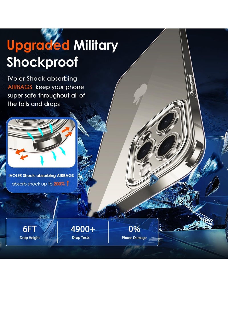 ELTRAZONE Clear Case Compatible with Phone 15 Pro 6.1" [Long Lasting Clarity] [Military Grade Drop Protection], 1 Phone Case + 2 Tempered Glass Screen Protector, Shockproof Protective Slim Cover - Clear - Image 3