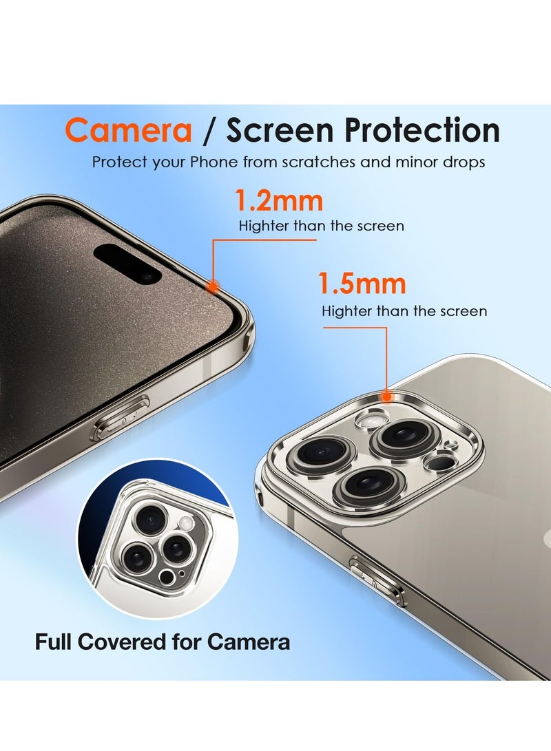 ELTRAZONE Clear Case Compatible with Phone 15 Pro 6.1" [Long Lasting Clarity] [Military Grade Drop Protection], 1 Phone Case + 2 Tempered Glass Screen Protector, Shockproof Protective Slim Cover - Clear - Image 4