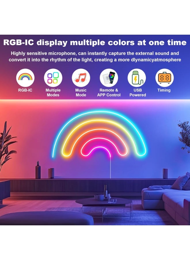 Cozylady USB RGB-IC Neon Rope Lights 3m,Waterproof 10ft LED Neon Lights Control with App/Remote,Music Sync Flexible Rope Lights Multiple Modes,Outdoor Neon Strip Lights for Bedroom Gaming - Image 1