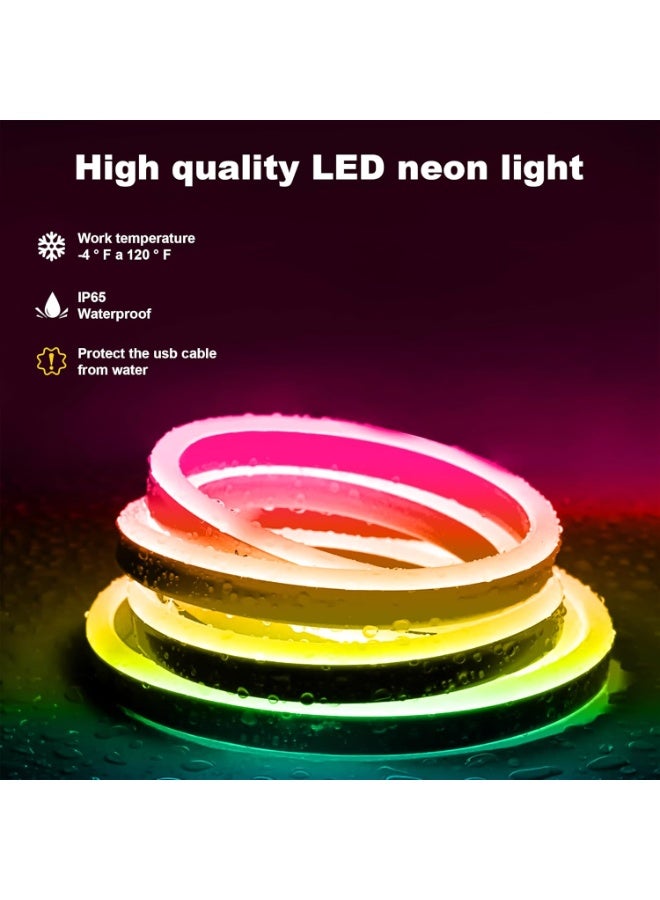 Cozylady USB RGB-IC Neon Rope Lights 3m,Waterproof 10ft LED Neon Lights Control with App/Remote,Music Sync Flexible Rope Lights Multiple Modes,Outdoor Neon Strip Lights for Bedroom Gaming - Image 3