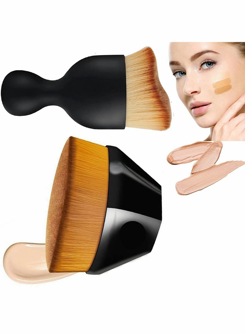 Generic Makeup Brush Set with 2 Liquid Foundation Brushes for Flawless Face Application and Contouring  - Image 1
