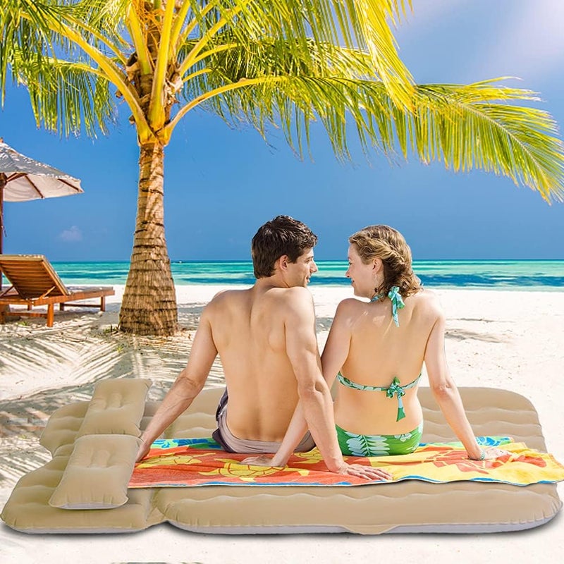 klarako Inflatable Car Air Mattress Portable Outdoor Camping Travel Car Back Seat Bed Mattress Sleeping Pad with Two Air Pillows for Universal SUV, RV, Truck, Minivan(Beige) - Image 4