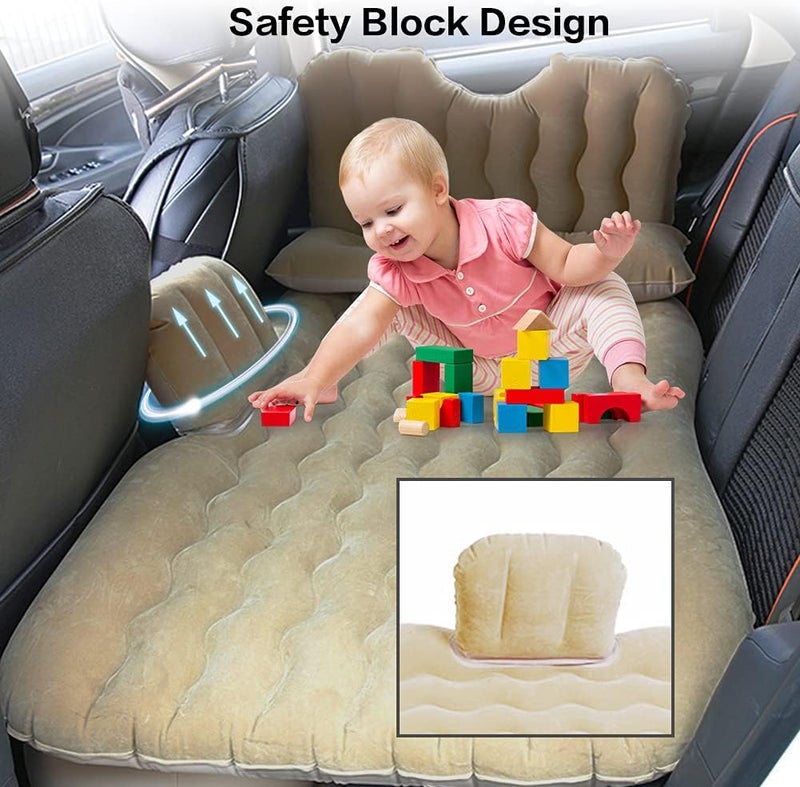 klarako Inflatable Car Air Mattress Portable Outdoor Camping Travel Car Back Seat Bed Mattress Sleeping Pad with Two Air Pillows for Universal SUV, RV, Truck, Minivan(Beige) - Image 5