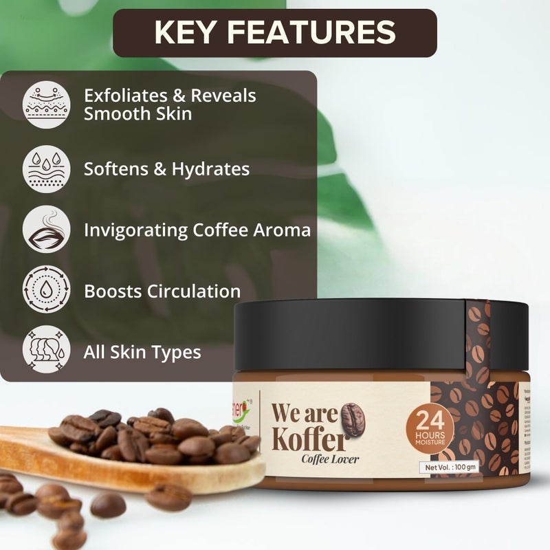 Cherisher Coffee Body Scrub for Tan Removal & Dead Skin | Natural Exfoliating Scrub for Women & Men | Glowing Skin, Smooth Texture | For All Skin Types | 100gm Unisex Skincare - Image 3