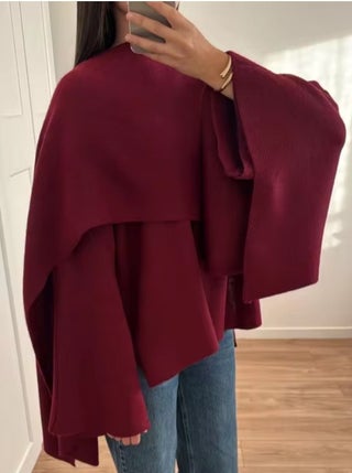 Cross-border European and American Womens AliExpress Explosions Scarf Collar Short Wool Long Sleeve Casual Jacket Burgundy knitted scarf - pzsku/Z0F122697A14A49700297Z/45/1750435132/e92d7f6f-a4ed-414c-a156-80aa07693cbe
