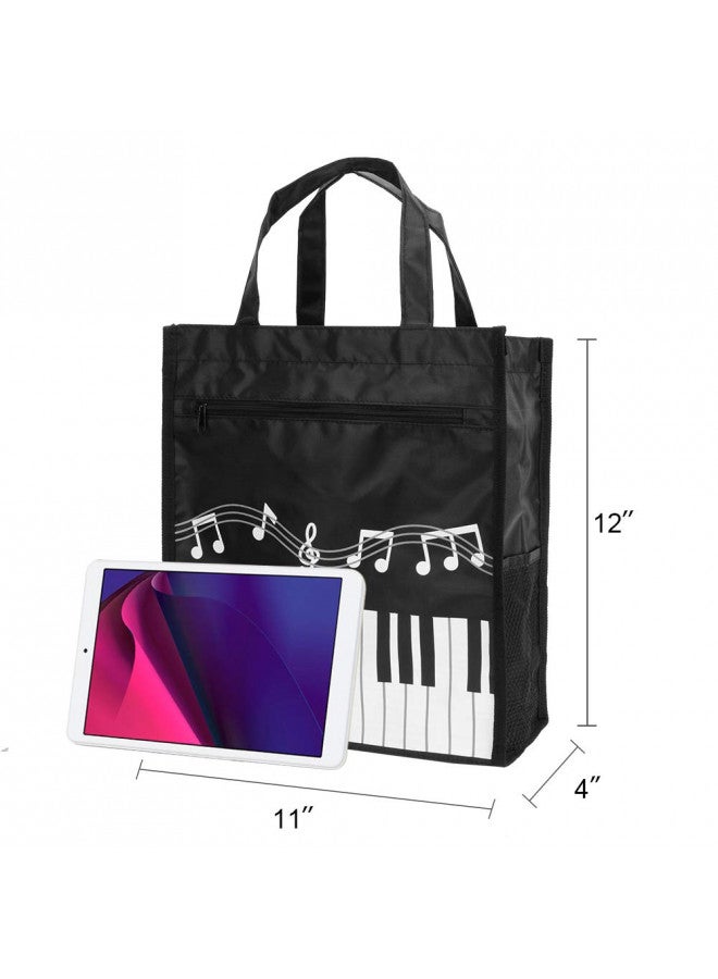 Rinastore BestSounds Piano Keys Music Waterproof Oxford Cloth Handbag Tote Shopping Book Bag Gift for Kids & Students (Black) - Image 3