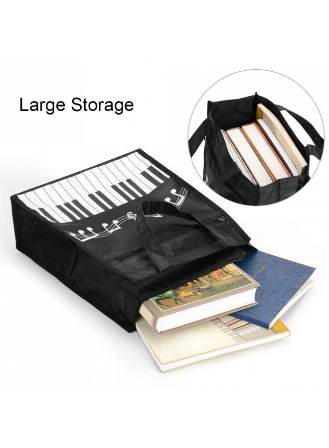 Rinastore BestSounds Piano Keys Music Waterproof Oxford Cloth Handbag Tote Shopping Book Bag Gift for Kids & Students (Black) - Image 1