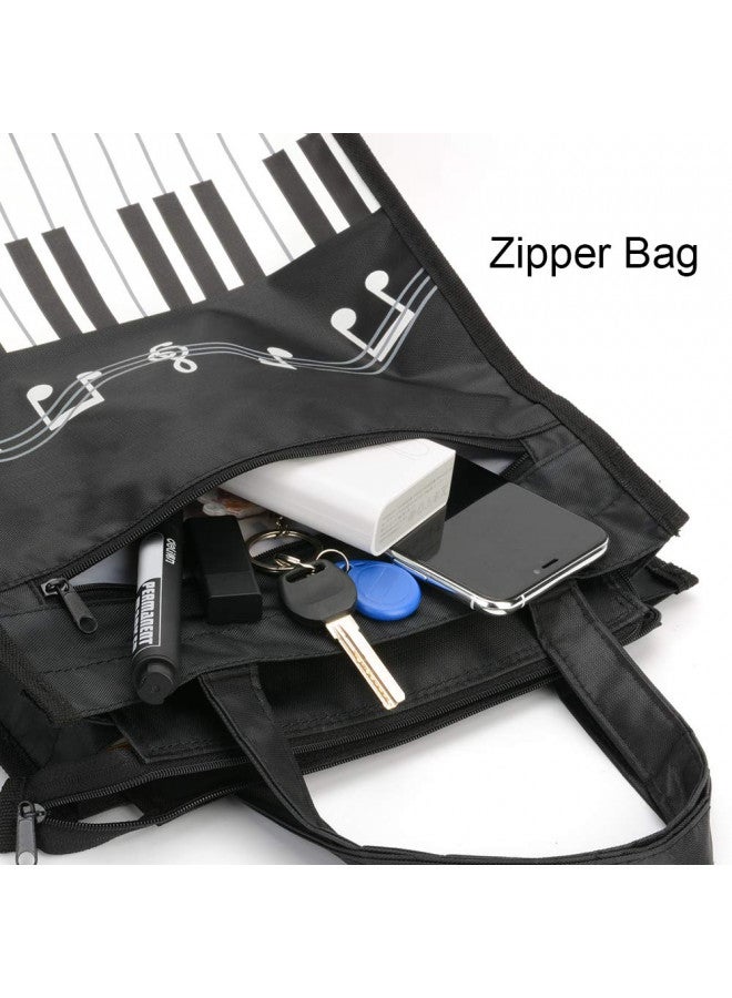 Rinastore BestSounds Piano Keys Music Waterproof Oxford Cloth Handbag Tote Shopping Book Bag Gift for Kids & Students (Black) - Image 4