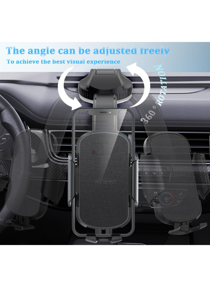 Mobile Phone Holder for Car, Mobile Phone Holder Car Suction Cup Universal 360° Rotation Car Phone Holder for Dashboard & Windshield Compatible All 4-7 Inch Phones (Black) - Image 5
