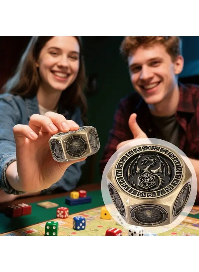 مِرْوَحَة نَظْرَة (عمود دوار) زَهْر أُسْطُوَانِيّ/خَمْسِيّ ذو ٨ أوْجُه، ستيل عتيق/فضي عتيق، مخصص لألعاب تمثيل الأدوار وألعاب الطاولة (RPGs). - Image 1