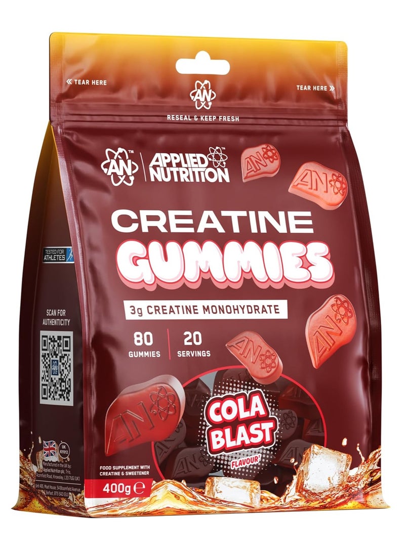 Applied Nutrition Creatine Gummies Cola Blast 400g | 3g Creatine Monohydrate Per Serving | 80 Gummies | 20 Servings | Made in United Kingdom - Image 1