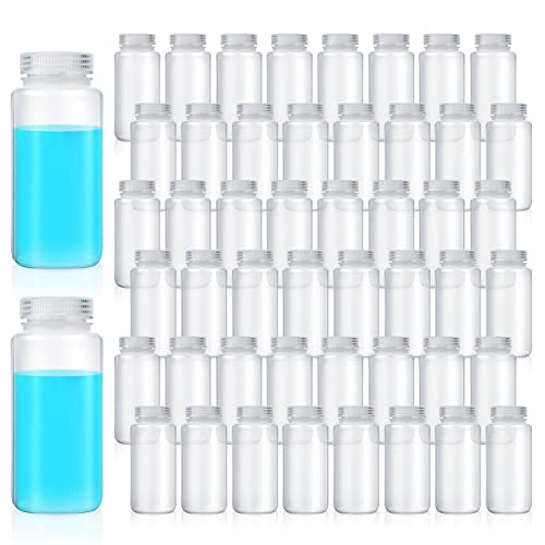 Hoolerry 48 Pcs 16oz 500ml Plastic Sample Bottles Laboratory Grade Polypropylene Wide Mouth Reagent Bottles Clear Liquids Storage Containers with Lids Leak Proof Containers for Lab Classroom