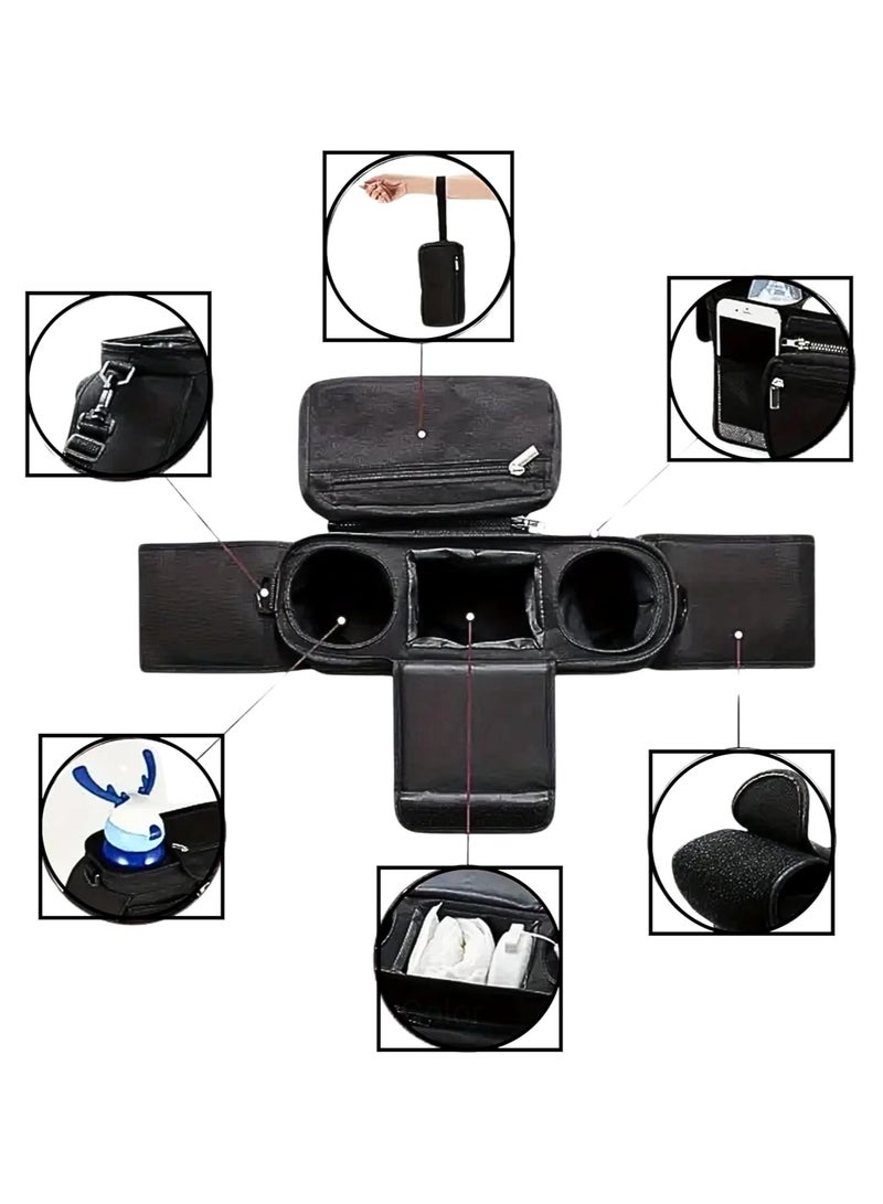 GajetNest Universal Stroller Organizer with Insulated Cup Holder Detachable Phone Bag and Carry Strap Fits Uppababy, Baby Jogger, Britax, BOB, Umbrella and Pet Stroller and more (Black) - Image 5