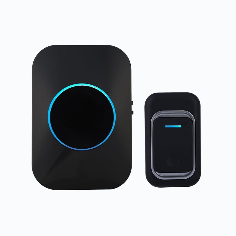 Wireless Doorbell Waterproof DoorBell 25 Soft Chord Chime and LED Flash For Home Office ClassroomBlackcolor - Image 1