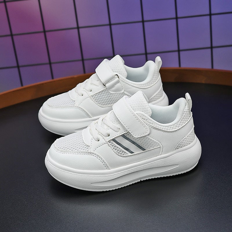 Children'S Board Shoes Small White Shoes Single Net Breathable Primary School Students Sneaker Light Soft Bottom Net Shoes - Image 4