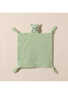 Pure Cotton Muslin Baby Soothing Towel Chewable Comforter Sleeping Aid Hush Puppy Doll Infant Sleep Training Toy Soft Fabric-Color:Mint Green (Hippo Anthem)