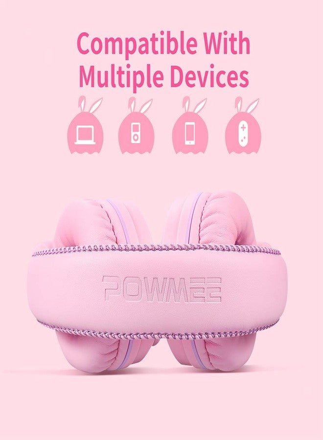 POWMEE M1 Kids Headphones Wired Headphone for KidsFoldable Adjustable Stereo Tangle-Free3.5MM Jack Wire Cord On-Ear Headphone for Children (Pink) - Image 4