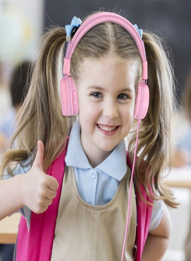 POWMEE M1 Kids Headphones Wired Headphone for KidsFoldable Adjustable Stereo Tangle-Free3.5MM Jack Wire Cord On-Ear Headphone for Children (Pink) - Image 5