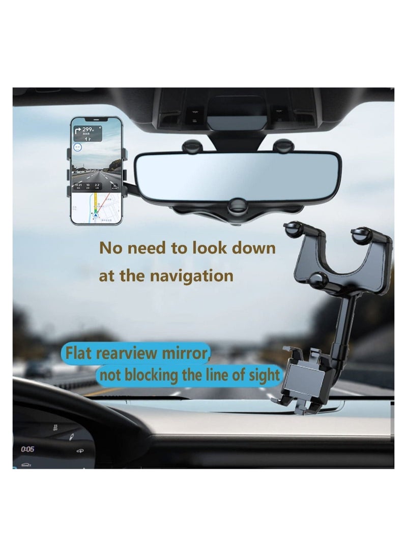 ELTRAZONE 360°Rotatable and Retractable Car Phone Holder, Car Rearview Mirror Bracket, Multifunctional Adjustable Phone Holder, Universal Phone Navigation GPS Holder for All Mobile - Image 2
