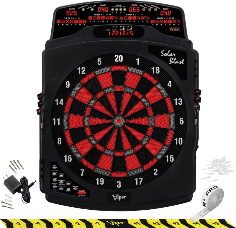 Viper Solar Blast Electronic Dartboard Deluxe Size Over 55 Games Overhead 4-Panel Auto-Scoring LED Cricket Display with Impact-Tough Nylon Target for Lasting Durability Fewer Bounce Outs with Soft Tip Darts - Image 1