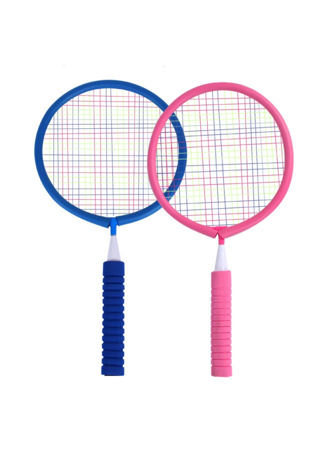 Baby Children's Badminton Clap Children's Toys Primary School Students Racquet Beginner Suit Mini Single Pair Kindergarten-color:Two-color Badminton Racket (1 Pink Racket + 1 Blue Racket, 5 Blue Badminton Balls + 5 Pink Feathers