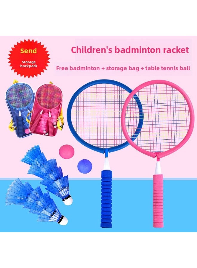 Baby Children's Badminton Clap Children's Toys Primary School Students Racquet Beginner Suit Mini Single Pair Kindergarten-color:Two-color Badminton Racket (1 Pink Racket + 1 Blue Racket, 5 Blue Badminton Balls + 5 Pink Feathers