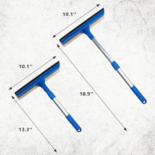 Bryquelin Professional Window Squeegee,2 in 1 Squeegee Window Cleaner with Long Stainless Steel Handle,Sponge Car Window Squeegee for Gas Station, Glass,Shower,Outdoor High Window Cleaning (Expansion payment) - Image 2
