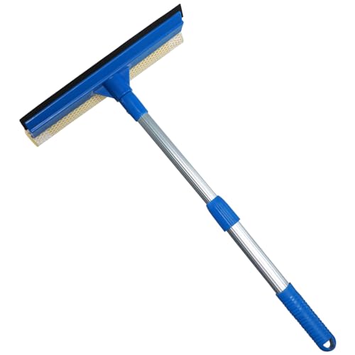 Bryquelin Professional Window Squeegee,2 in 1 Squeegee Window Cleaner with Long Stainless Steel Handle,Sponge Car Window Squeegee for Gas Station, Glass,Shower,Outdoor High Window Cleaning (Expansion payment) - Image 1