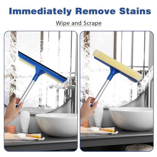 Bryquelin Professional Window Squeegee,2 in 1 Squeegee Window Cleaner with Long Stainless Steel Handle,Sponge Car Window Squeegee for Gas Station, Glass,Shower,Outdoor High Window Cleaning (Expansion payment) - Image 5