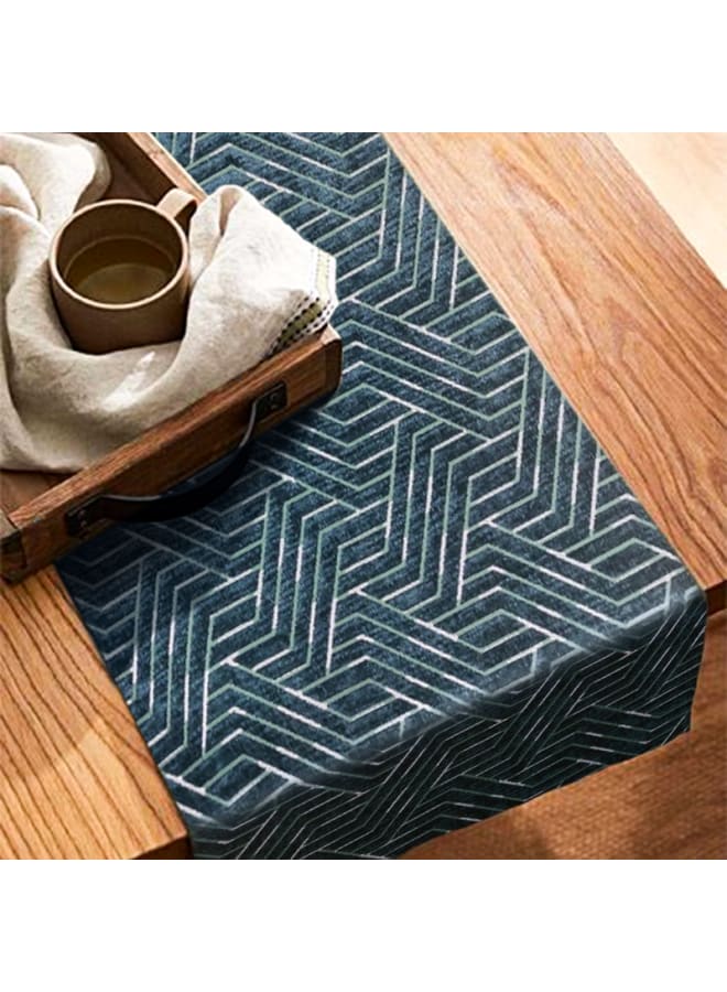 Intex Curtains House Nadia's design velvet linen rectangle Table Runner - heavy duty velvet fabric - suitable for reciption , living rooms and special ocassions - unique geometrical design - set of one piece - Image 2