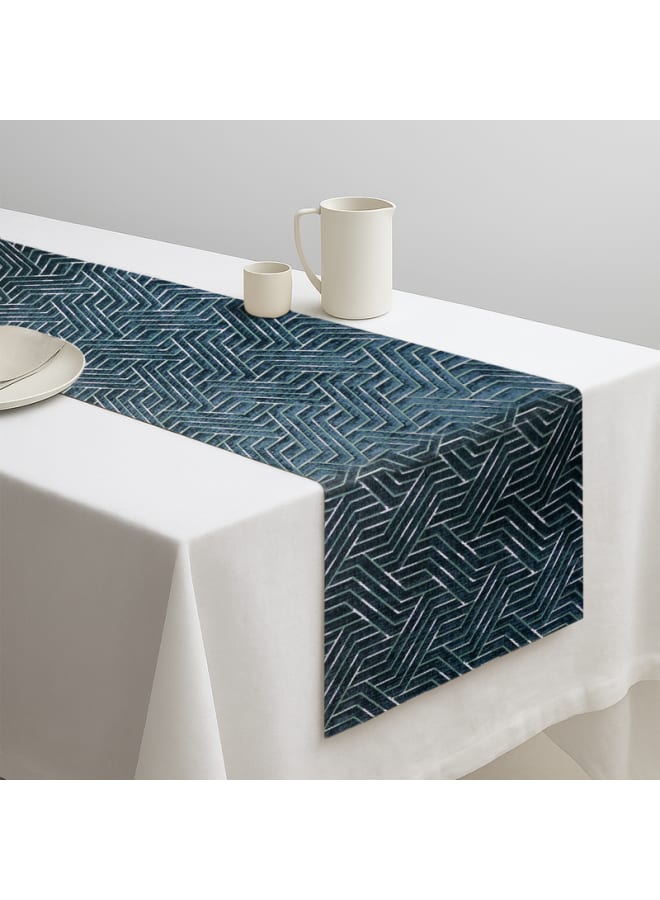 Intex Curtains House Nadia's design velvet linen rectangle Table Runner - heavy duty velvet fabric - suitable for reciption , living rooms and special ocassions - unique geometrical design - set of one piece - Image 3