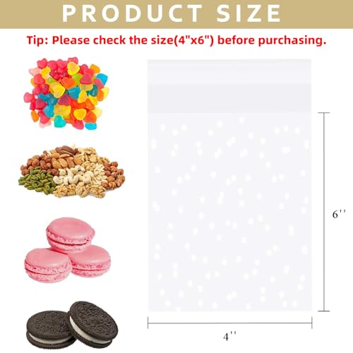 Morepack Self Sealing Cellophane Bags,200 Pcs Clear Cookie Bags Resealable Cellophane Bag for Packaging Packaging Bakery, Favors, (4"x6", No Stickers, Bows) - Image 2