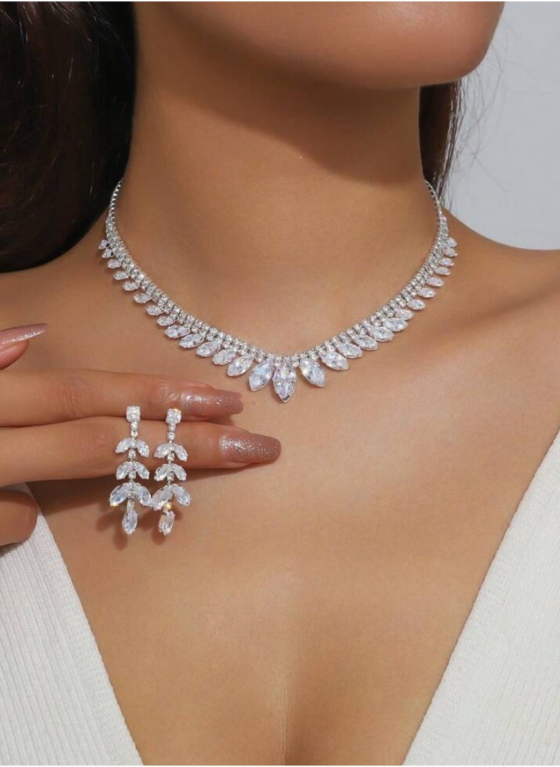 JewelryPalace Amazing Trendy Women's Zirconia Necklace And Earrings Jewellery Set  - Image 1