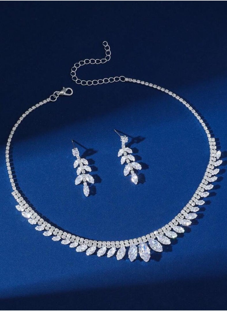 JewelryPalace Amazing Trendy Women's Zirconia Necklace And Earrings Jewellery Set  - Image 2