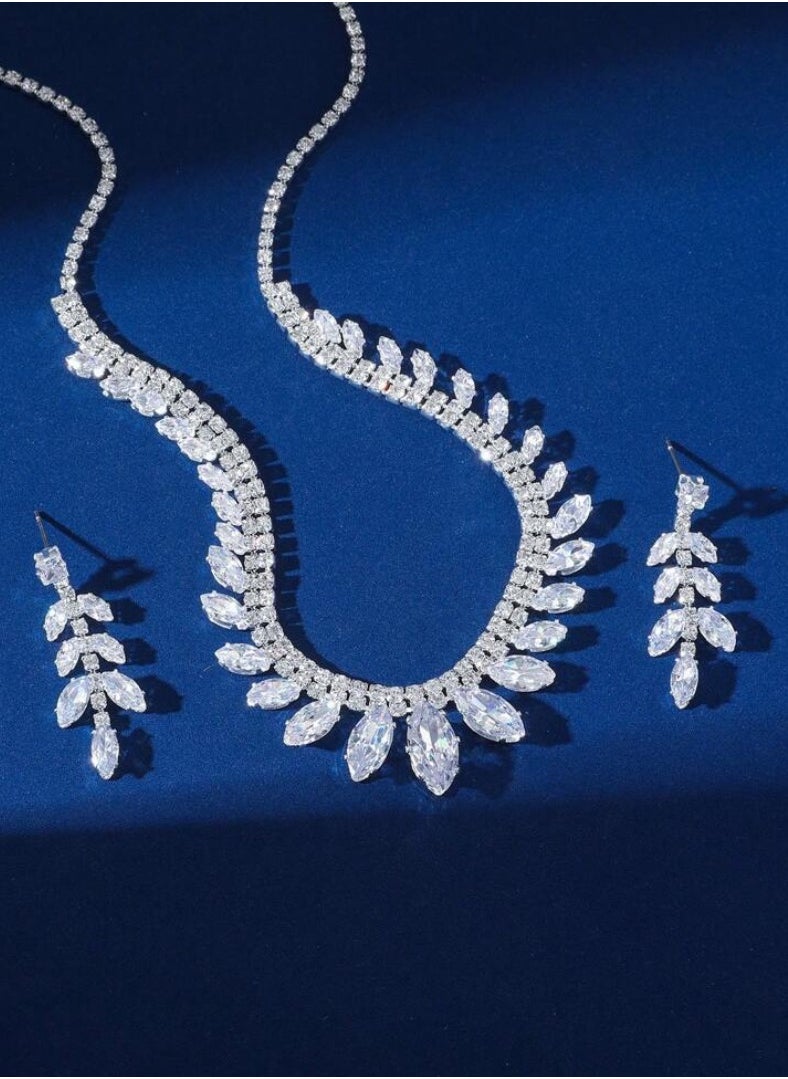 JewelryPalace Amazing Trendy Women's Zirconia Necklace And Earrings Jewellery Set  - Image 3